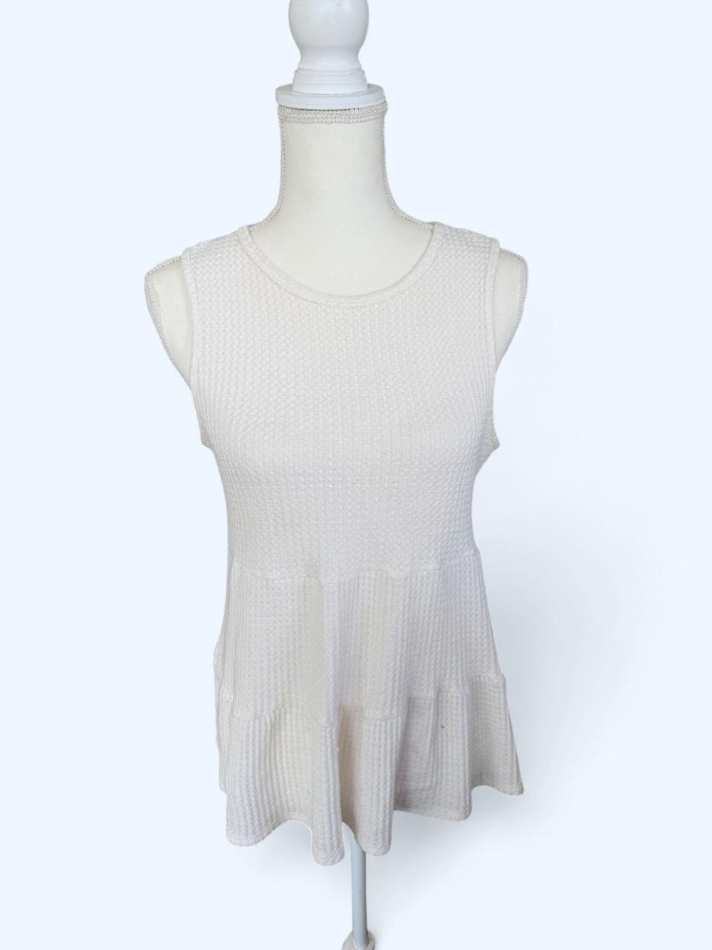 Paper Crane Cream Textured Peplum Tank